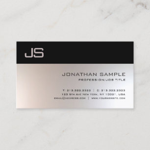 Tarjeta De Visita Estilo Monograma Simple Glamour Profesional Plata
