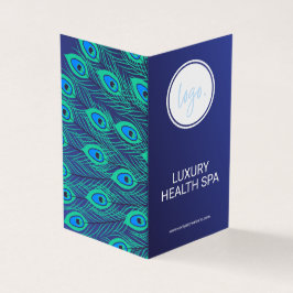 TARJETA DE VISITA ESTILO NEGOCIO LOGO BLUE PEACOCK FEATHER FOLDEADO