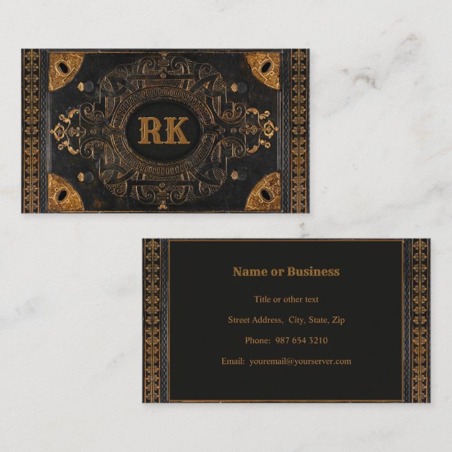 Tarjeta De Visita Estilo Ornamental Antiguo con sus iniciales (Anverso / Reverso)