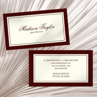 Tarjeta De Visita Estilo personalizado vintage burgundy de dinero an