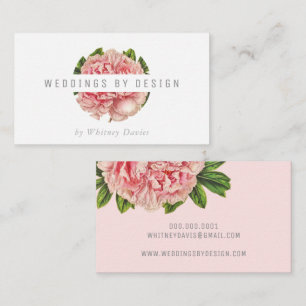 Tarjeta De Visita ESTILO PINK PEONY LOGO flor floral moderna