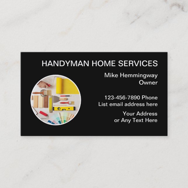 Tarjeta De Visita Estilo Profesional Moderno Handyman (Anverso)