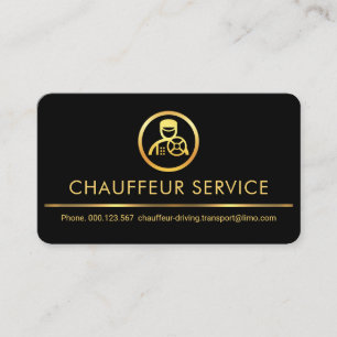 Tarjeta De Visita Estilo Retro Dorado Chofer Conductor Taxi