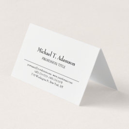 Tarjeta De Visita Estilo Retro Elegante Plata Blanco Simple