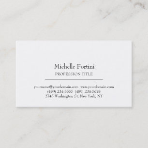 Tarjeta De Visita Estilo Retro Elegante Plata Simple Blanco Minimali