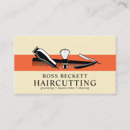 Tarjeta De Visita Estilo retro moderno de barbería de barba
