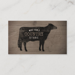 Tarjeta De Visita Estilo rústico de la silueta de la vaca de