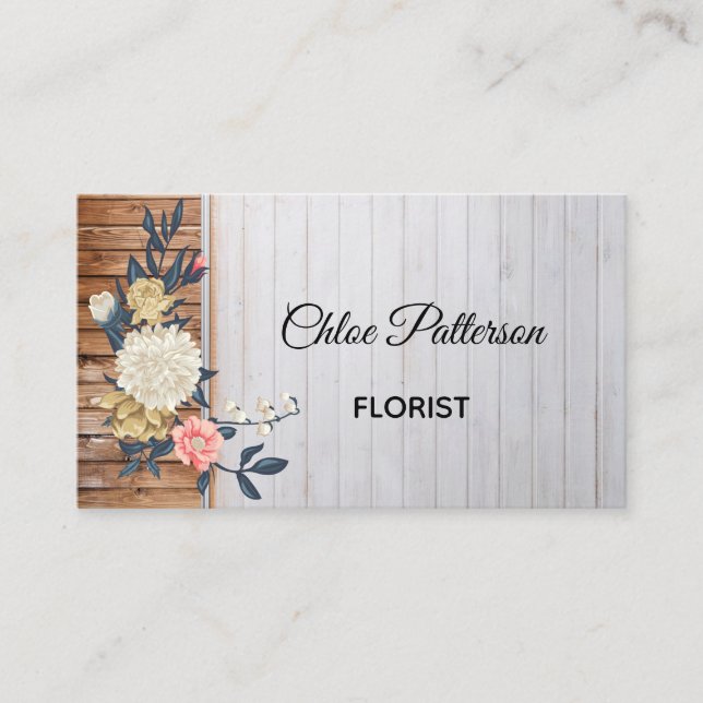 Tarjeta De Visita Estilo rústico floral (Anverso)