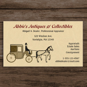 Tarjeta De Visita Estilo traído por caballo antiguo del vintage del