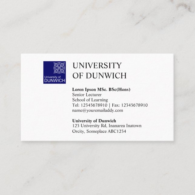 Tarjeta De Visita Estilo v2 de la universidad (Anverso)