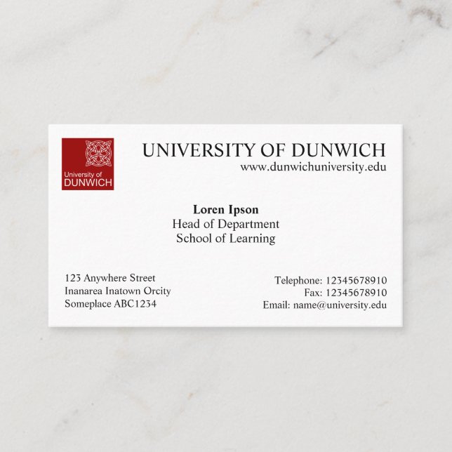 Tarjeta De Visita Estilo v4 de la universidad (Anverso)