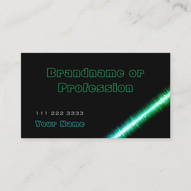 Tarjeta De Visita Estilo verde Verde azulado de moda en negro clásic (Anverso)