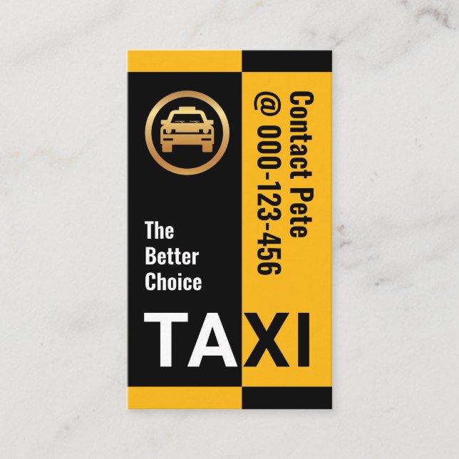 Tarjeta De Visita Estilosas franjas de taxi negro amarillo (Anverso)
