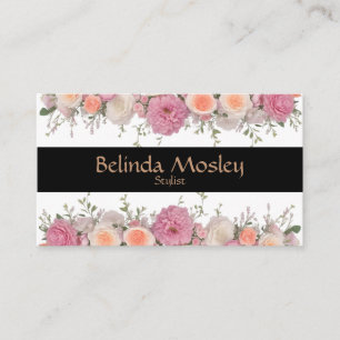 Tarjeta De Visita Estiloso Bouquet floral con aroma rosa