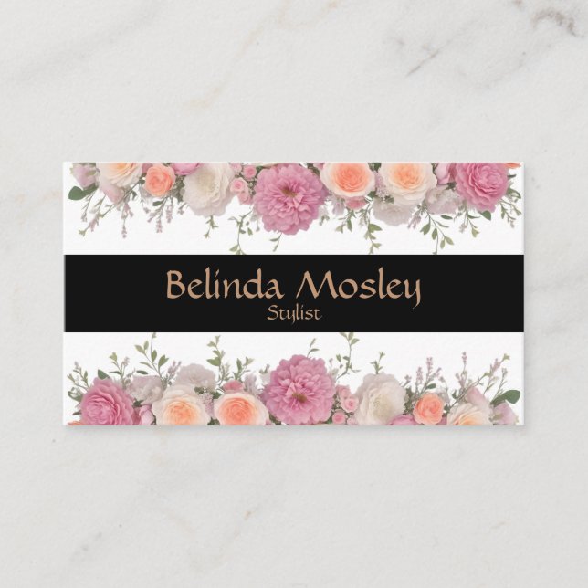 Tarjeta De Visita Estiloso Bouquet floral con aroma rosa (Anverso)