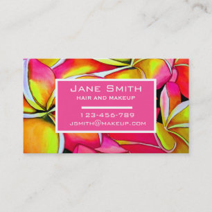 Tarjeta De Visita Estiloso cabello y maquillaje acuarela floral nego