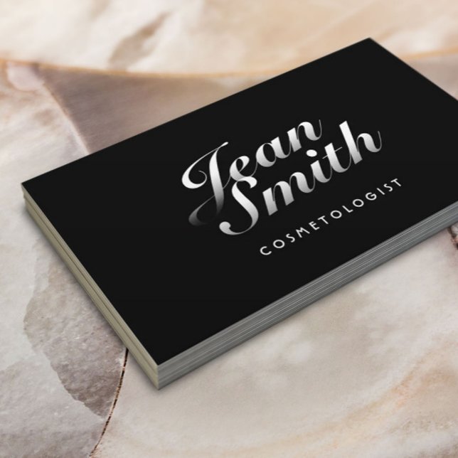 Tarjeta De Visita Estiloso Cosmetólogo Caligráfico Salón de Belleza (Subido por el creador)