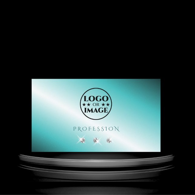 Tarjeta De Visita Estiloso Diamantes plateados Verde azulados con lo (Subido por el creador)