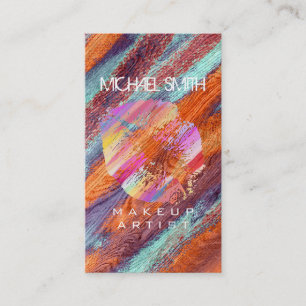 Tarjeta De Visita Estiloso Lienzo Makeup Artista Madera Retro Color 