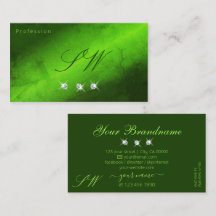 Estiloso Marble Green Sparkling Diamonds Iniciales