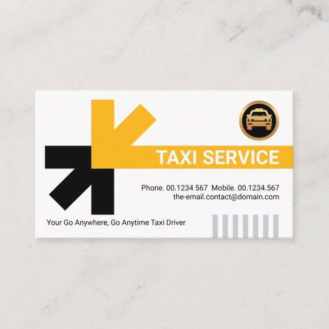 Tarjeta De Visita Estiloso Taxi Amarillo Rutas de Viaje Taxista Taxi (Anverso)