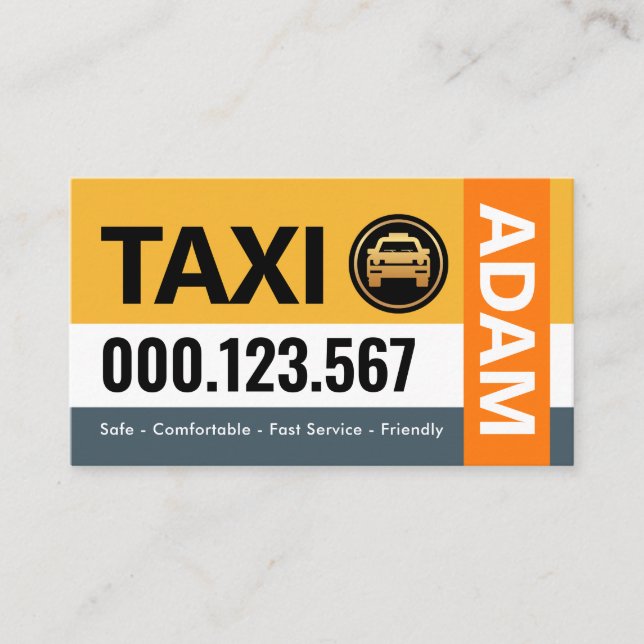 Tarjeta De Visita Estiloso Taxi Manejar con capas de rayas (Anverso)