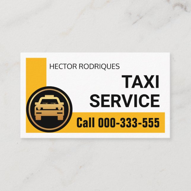 Tarjeta De Visita Estiloso taxista de esquina amarilla (Anverso)