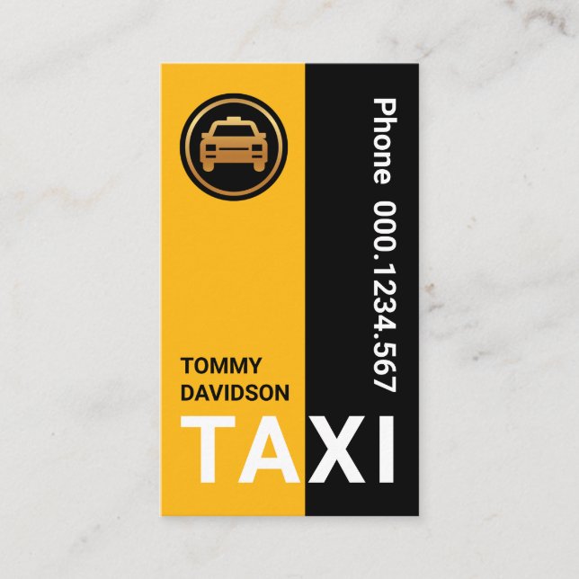 Tarjeta De Visita Estiloso Yellow Black Stripes Taxi Driver (Anverso)