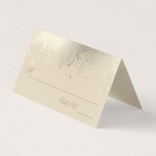 Tarjeta De Visita Estilosos copos de nieve beige y oro Colocar tarj