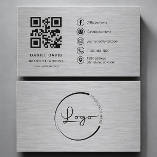 Tarjeta De Visita Estratega de Marca Código QR de Metal