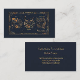 Tarjeta De Visita Estrella Botánica Lujo Oro Marina Monograma Coche 