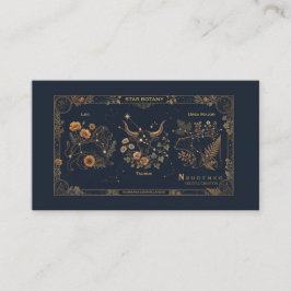 Tarjeta De Visita Estrella Botánica Lujo Oro Marina Monograma Coche