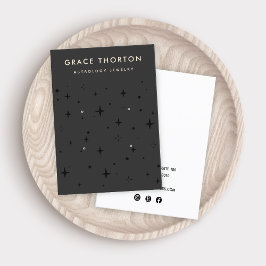 Tarjeta De Visita Estrella celeste negra de zodiaco 4 perforación de