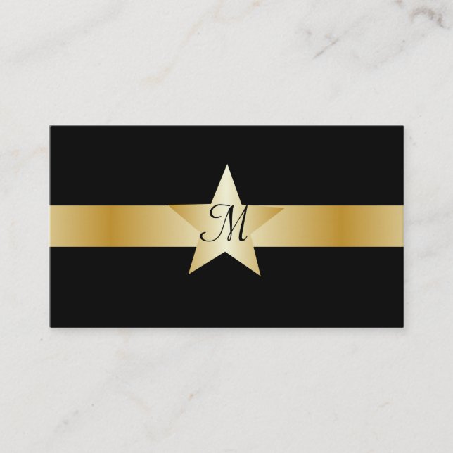 Tarjeta De Visita Estrella de color oro monogramada (Anverso)