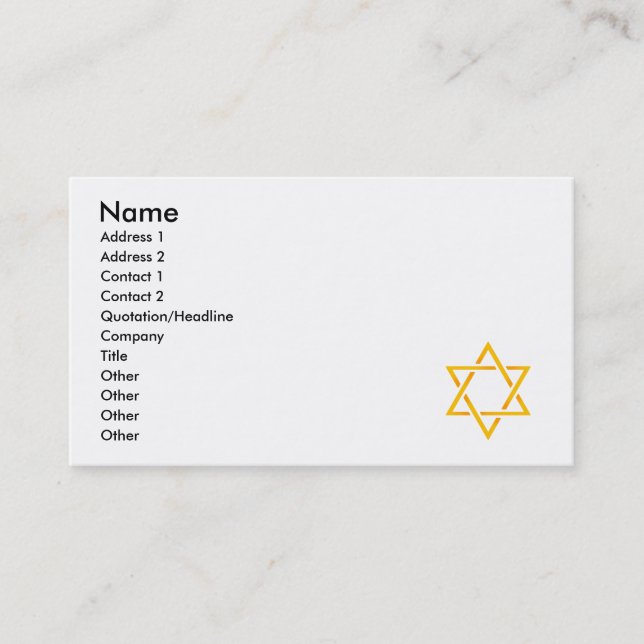 Tarjeta De Visita Estrella de David (Anverso)