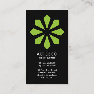 Tarjeta De Visita Estrella de flores verde Art Deco - Negro