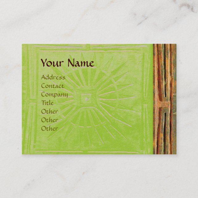 Tarjeta De Visita ESTRELLA DE LA MAÑANA , verde MONOGRAM (Anverso)