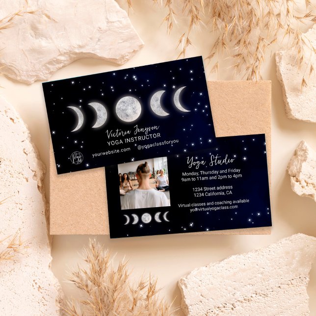 Tarjeta De Visita Estrella de lunas azules profesora de yoga (Subido por el creador)