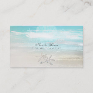 Tarjeta De Visita Estrella de mar blanca de playa elegante chic trop