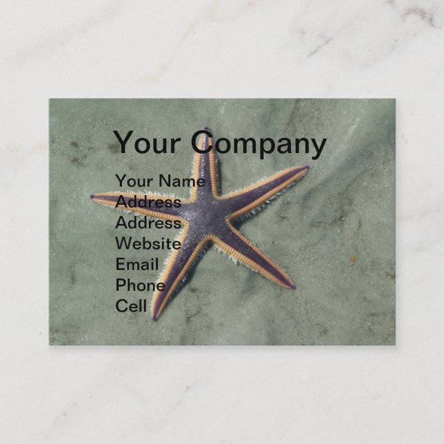 Tarjeta De Visita Estrella de mar morada Starfish en la playa (Anverso)