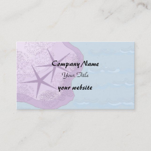 Tarjeta De Visita Estrella de mar y tema de playa (Anverso)