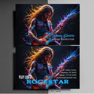 Tarjeta De Visita Estrella de rock instructor de guitarra