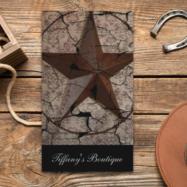 Tarjeta De Visita Estrella de Texas, primitiva del país occidental r (Rustic Western Country Primitive Texas Star Business Card)