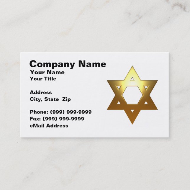 Tarjeta De Visita Estrella judía de David (Oro) (Anverso)
