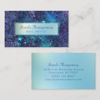 Tarjeta De Visita Estrella moderna de galaxia Verde azulada Lavendar