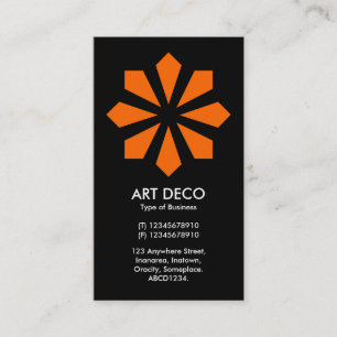 Tarjeta De Visita Estrella naranja Art Deco de flores - Negro