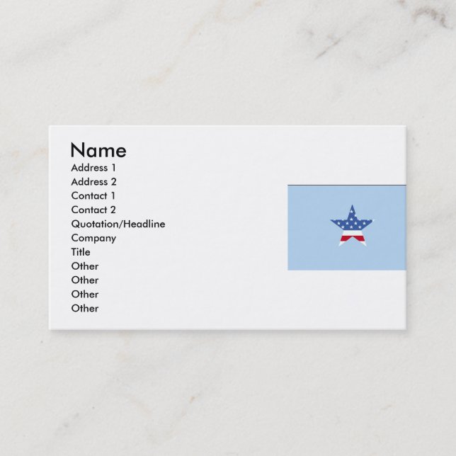 Tarjeta de visita Estrella Patriótica (Anverso)