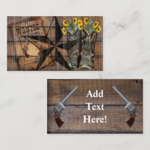 Tarjeta De Visita Estrella ruidosa de Texas Western Pistol Cowboy Bo