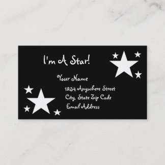 Tarjeta De Visita ¡Estrellas blancas en negro - soy una estrella!