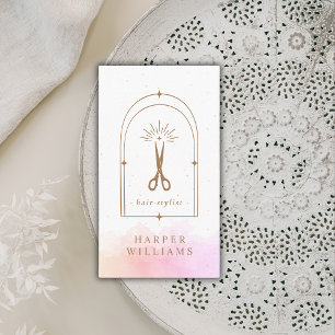Tarjeta De Visita Estrellas celestes Salón Estilista Oro rosa